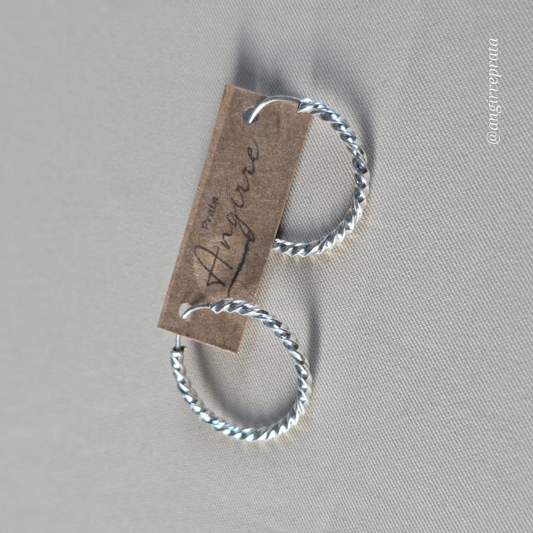 Brinco argola fio torcido, encaixe, tam 1,5 x 1,5 cm, prata925