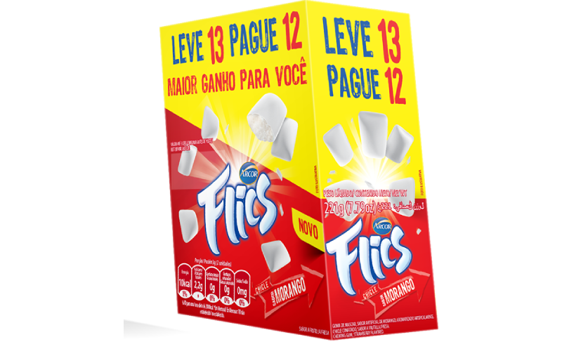 Chiclete Flics Morango 204g