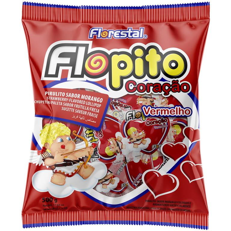 Pirulito Flopito Coração Morango 500g