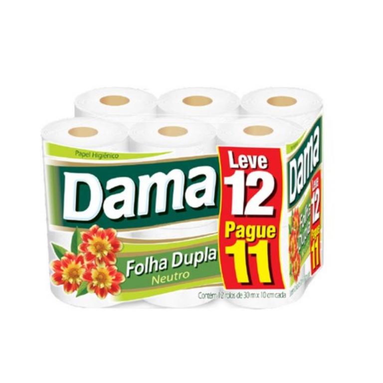 Papel Higiênico Dama folha dupla 12 rolos