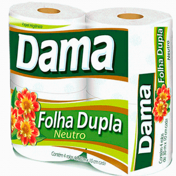 Papel Higiênico Dama folha dupla 4 rolos