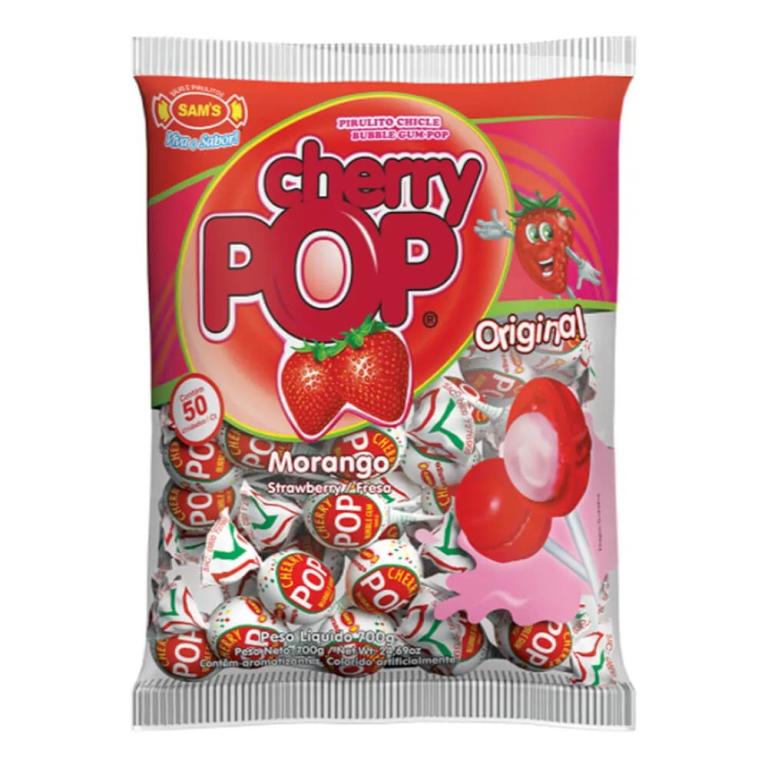 Pirulito Cherry Pop Morango 50un