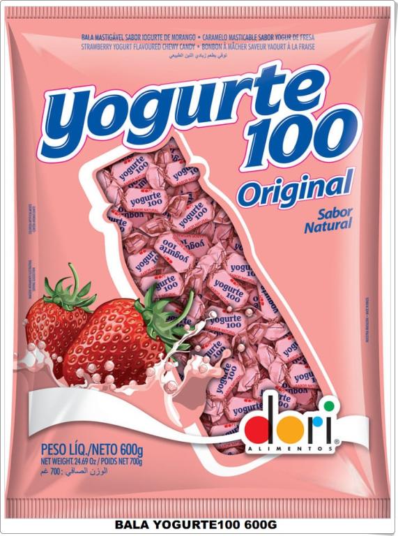 BALA DORI YOGURTE100 MORANGO PC-600G.