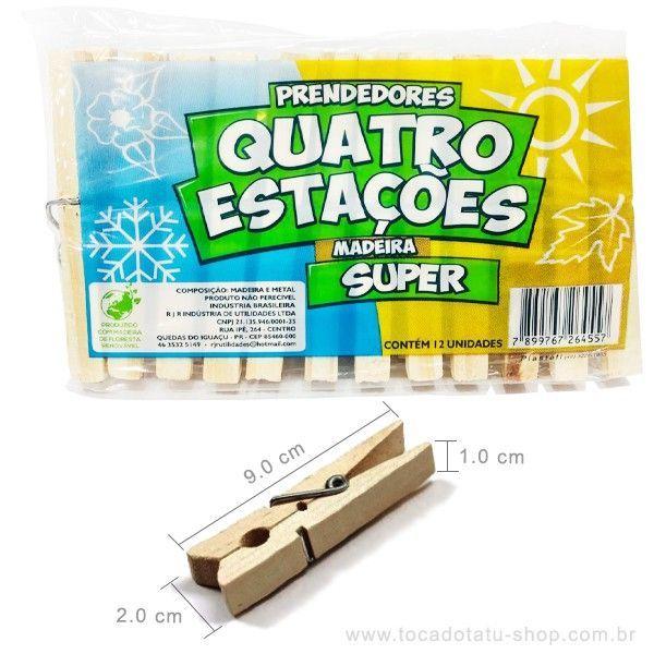 PRENDEDOR DE ROUPAS MADEIRA GIGANTE PC-12X1UN.