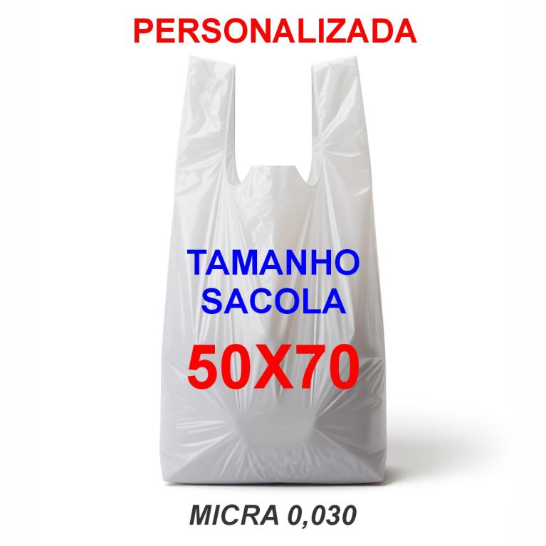 SACOLA PERSONALIZADA 50X70 VIRGEM PCT C/ 1.000 UND (MICRA 0,030 - 8,5KG)