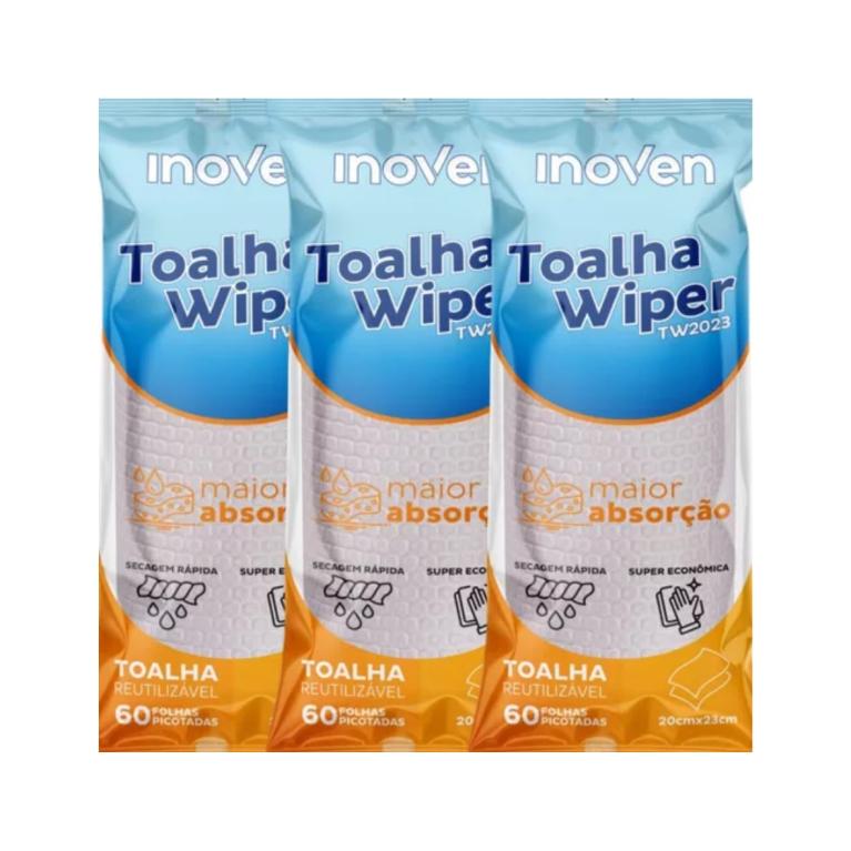 TOALHA REUTILIZÁVEL WIPE TW2023 20cmX23cm ROLO C/ 60 FOLHAS PICOTADAS CX C/ 12 ROLOS