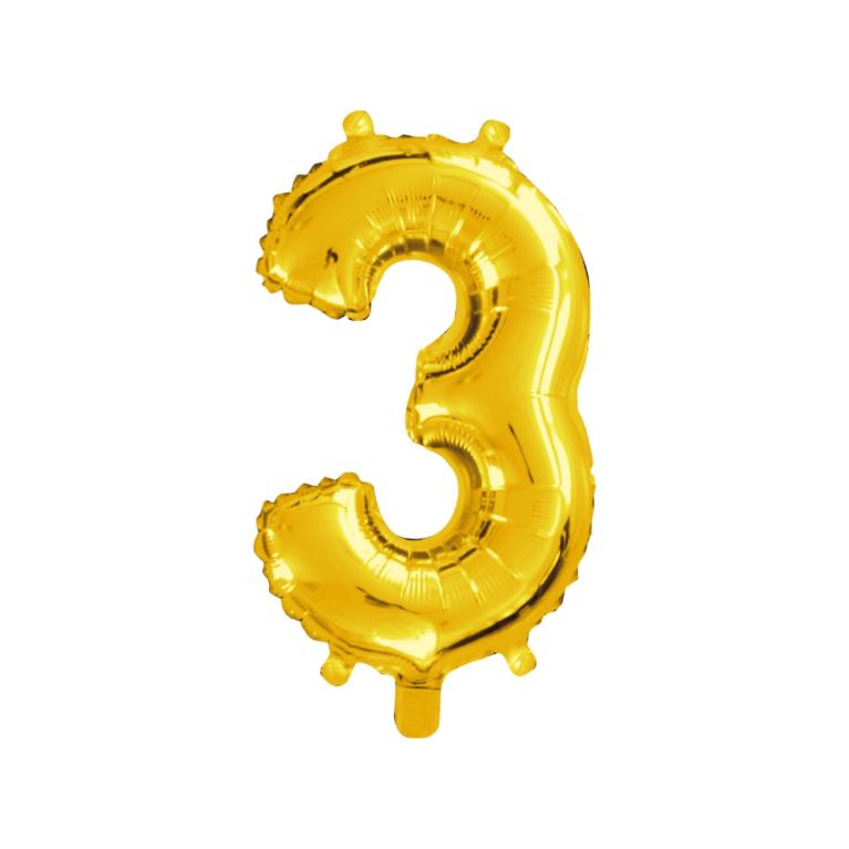 BALAO NUMERO *3* *DOURADO* 16'' UND. PCT C/ 05 UND.