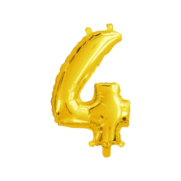 BALAO NUMERO *4* *DOURADO* 16'' UND. PCT C/ 05 UND.