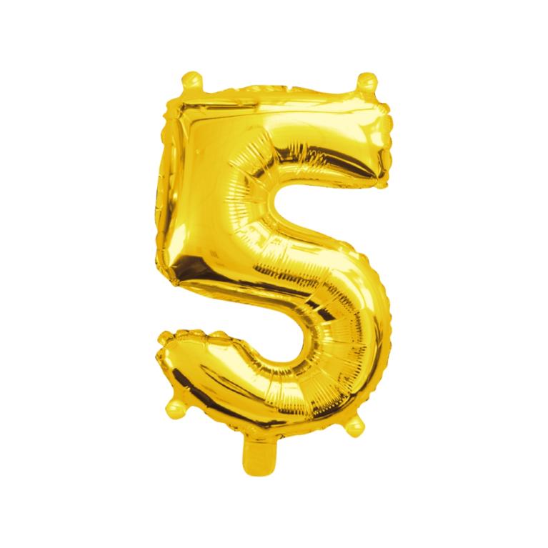 BALAO NUMERO *5* *DOURADO* 16'' UND. PCT C/ 05 UND.