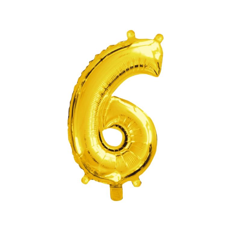 BALAO NUMERO *6* *DOURADO* 16'' UND. PCT C/ 05 UND.