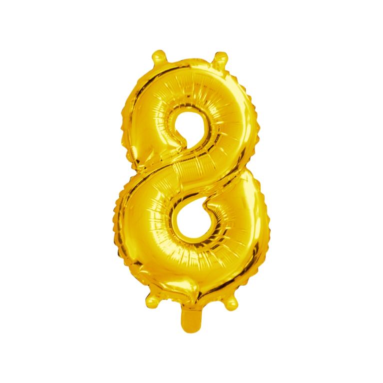 BALAO NUMERO *8* *DOURADO* 16'' UND. PCT C/ 05 UND.