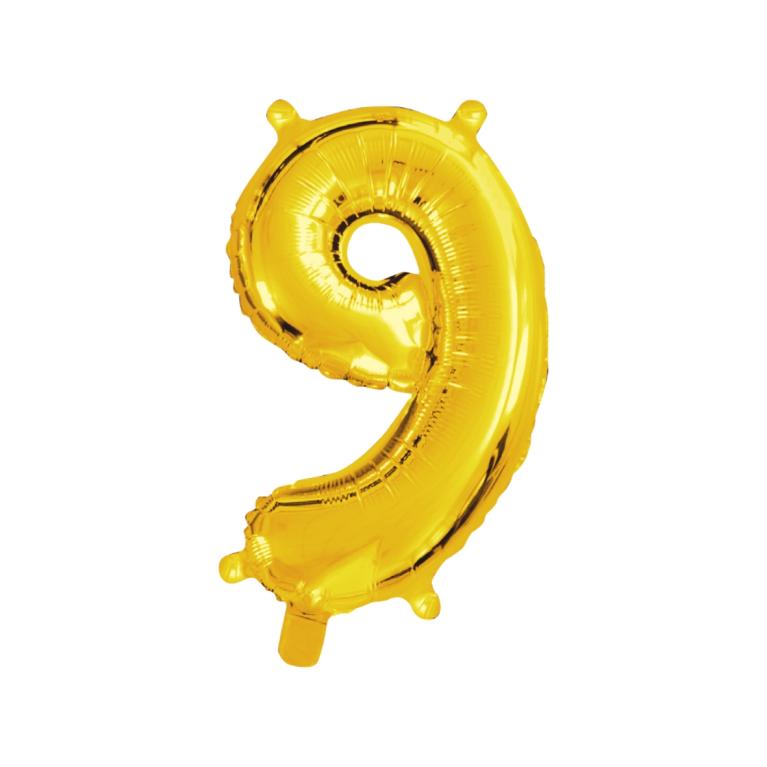 BALAO NUMERO *9* *DOURADO* 16'' UND. PCT C/ 05 UND.