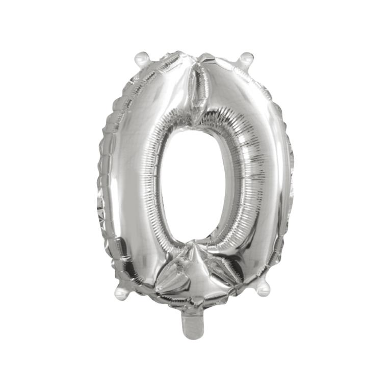 BALAO NUMERO *0* *PRATA* 16'' UND. PCT C/ 05 UND.