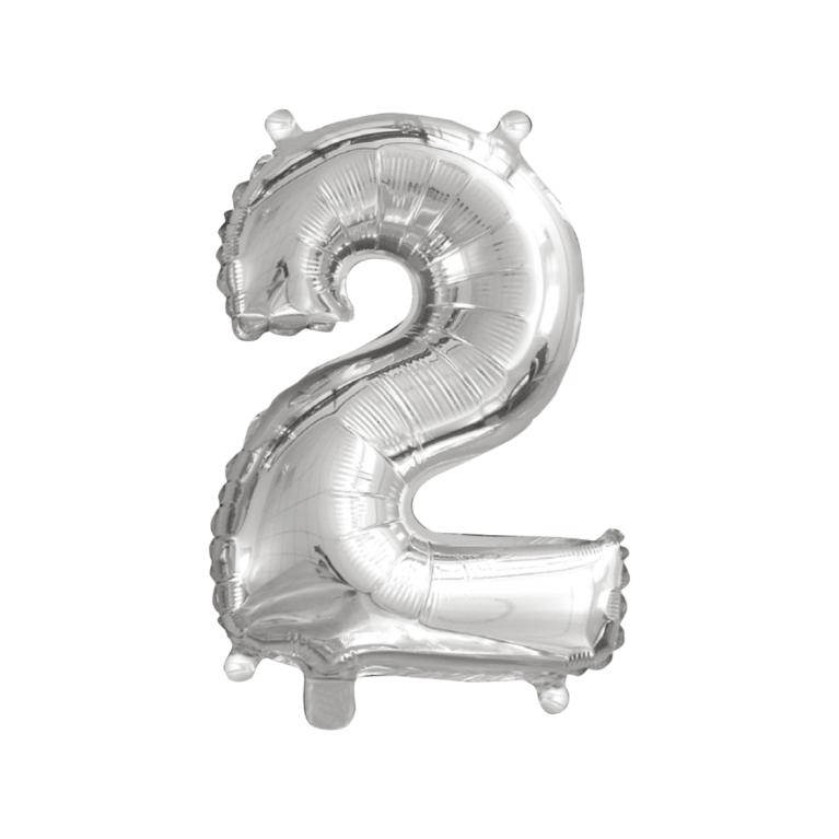 BALAO NUMERO *2* *PRATA* 16'' UND. PCT C/ 05 UND.