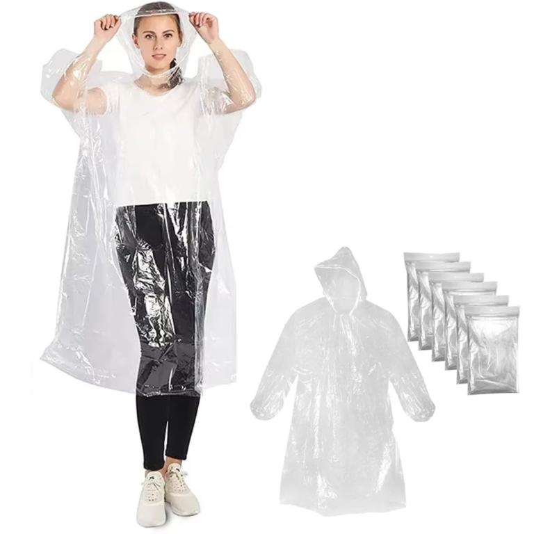 CAPA DE CHUVA C/ CAPUZ DESCARTÁVEL TAM. ADULTO ***TRANSPARENTE*** UND.