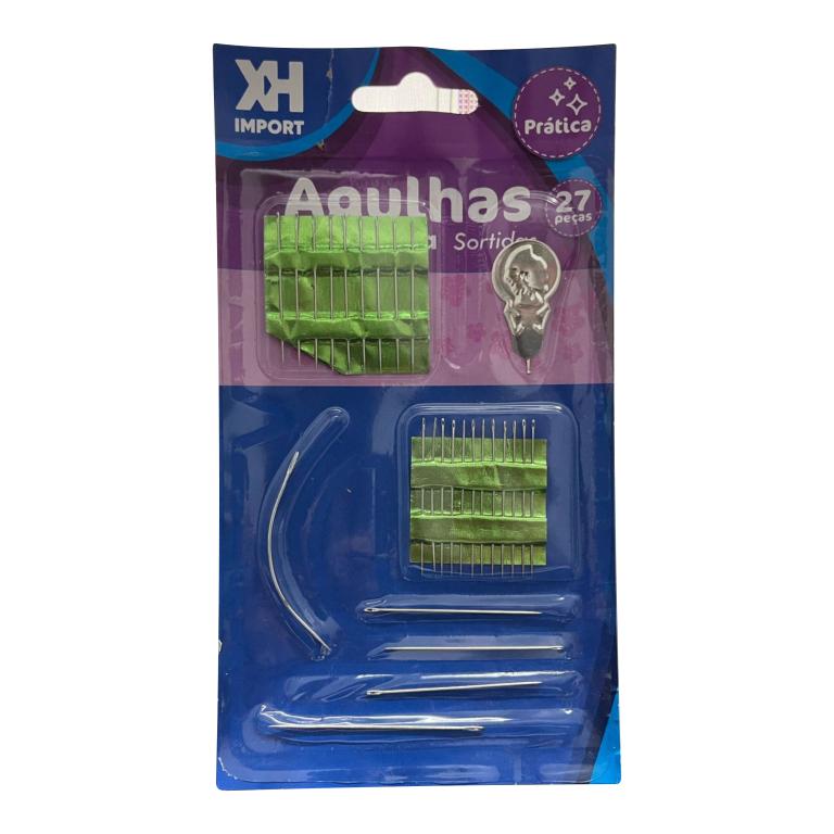 CARTELA AGULHAS DE COSTURA SORTIDO C/ 27 PCS UND.- KIT C/ 12 CARTELAS