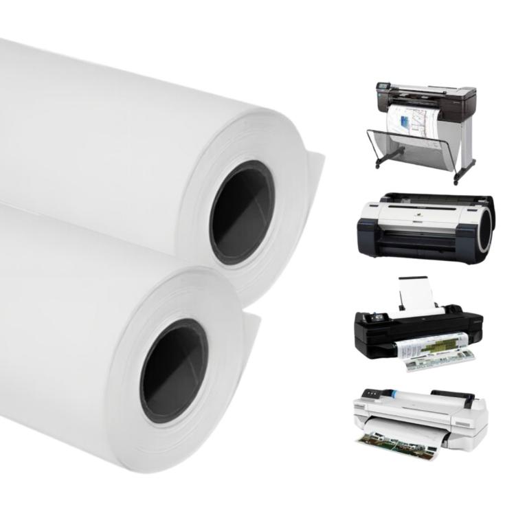 BOBINA DE SULFITE PARA IMPRESSORA PLOTTER 91cmX75gX50m UND.