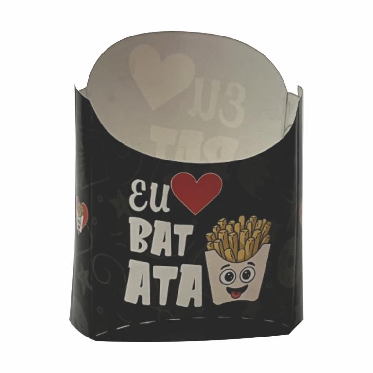 CAIXA PARA BATATA FRITA *ABERTA* *EU AMO BATATA* 9x14x6cm UND. PCT C/ 100 UND. - SMP0101