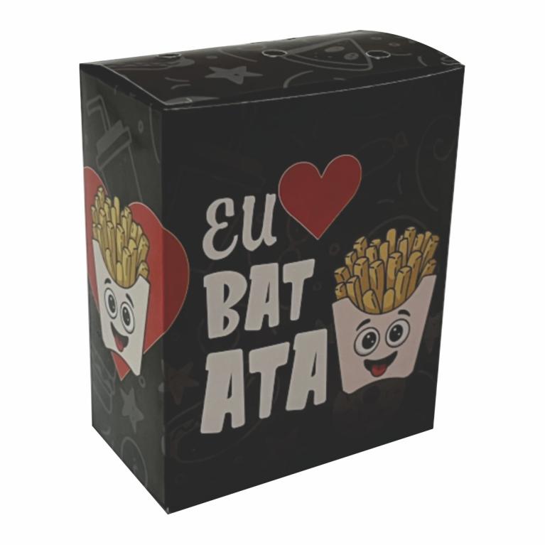 CAIXA PARA BATATA FRITA *FECHADA* *EU AMO BATATA* 9x11x5cm UND. PCT C/ 100 UND. - SMP0100