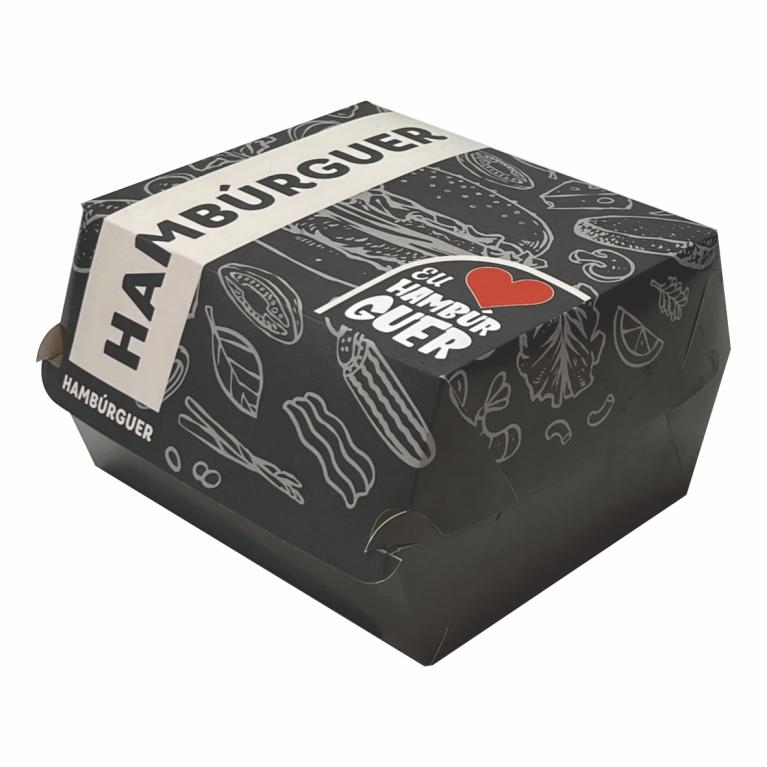 CAIXA PARA HAMBURGUER *EU AMO HAMBURGUER* 14x9x15cm UND. PCT C/ 100 UND. - SMP0103