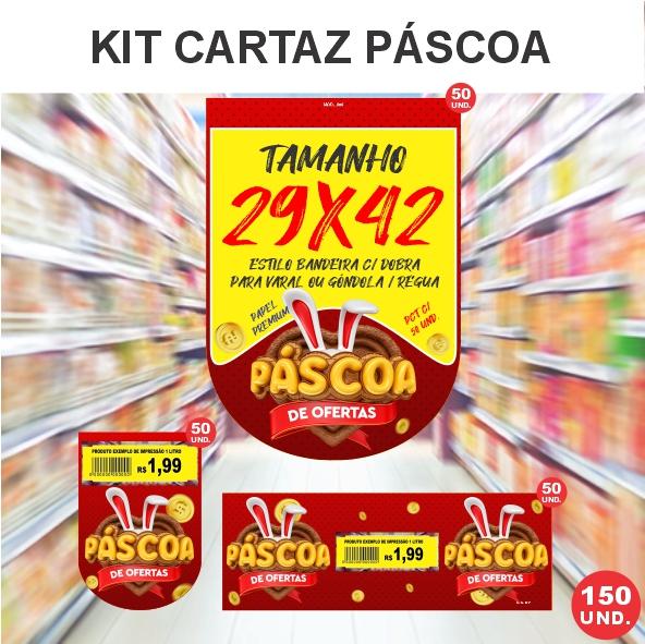 KIT CARTAZ ***PASCOA DE OFERTAS*** MD412 C/ 50+MD413 C/ 50+MD806 C/ 50= 150 UND.