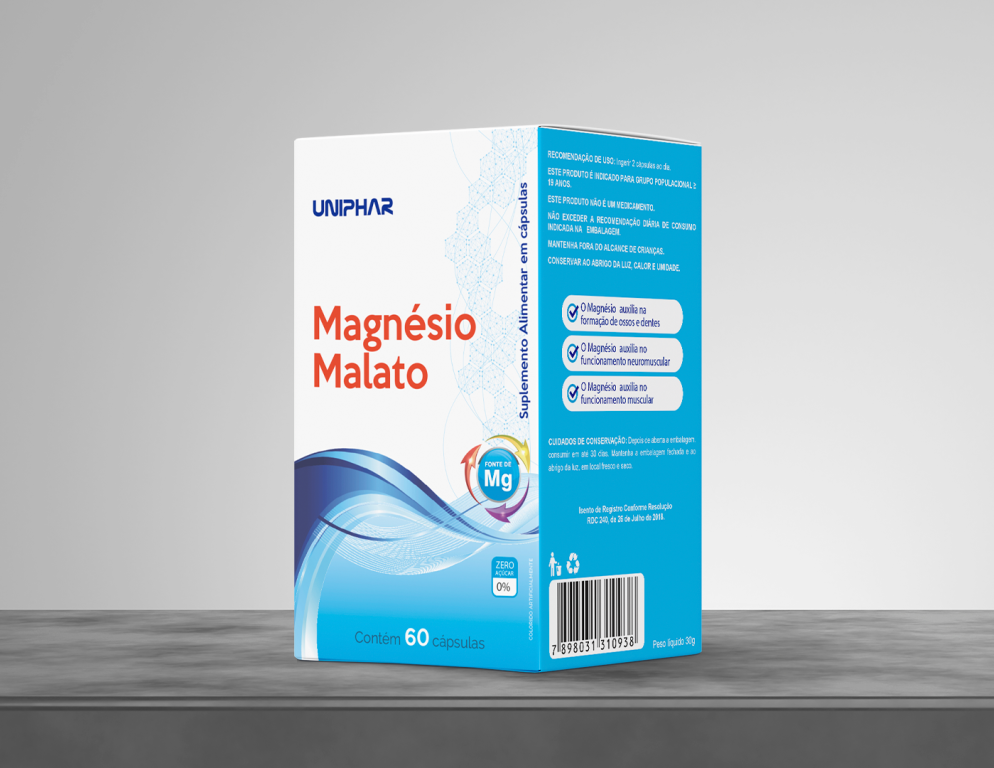 MAGNESIO MALATO 60 CAP 500MG UNIPHAR