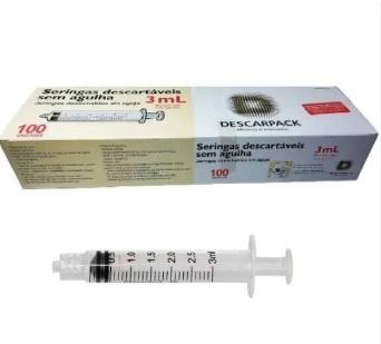 SERINGA LUER SLIP 3ML  S/AGULHA 100UN DESCARPACK