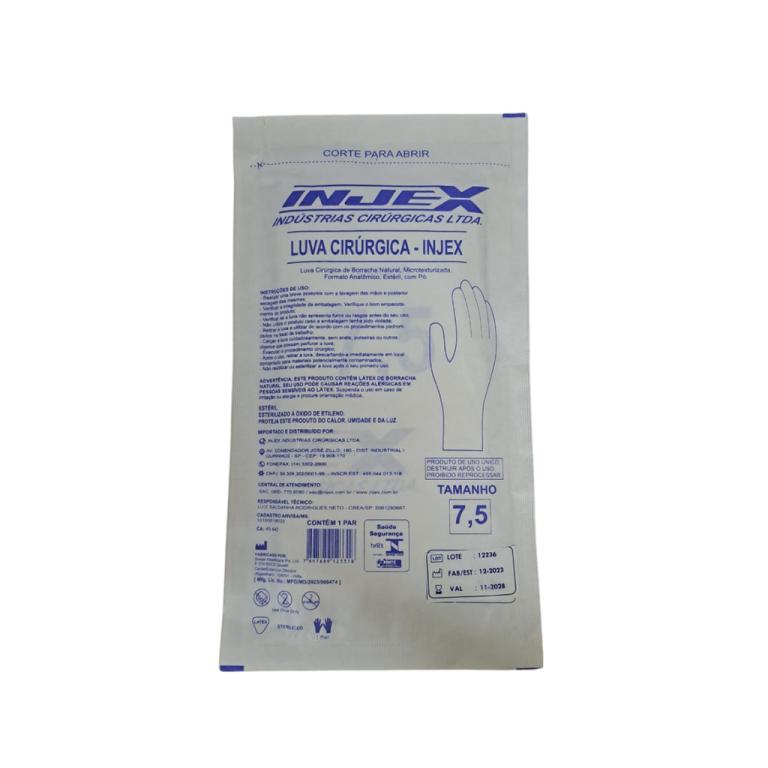LUVA EST 7,5  C/PO PR INJEX
