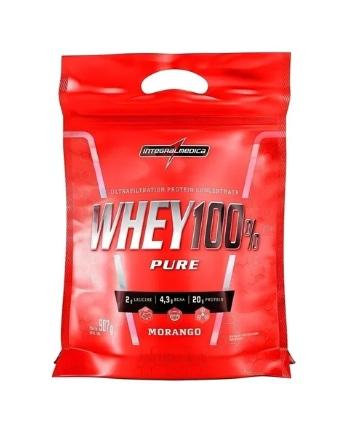 WHEY 100% PURE MORANGO 900G INTEGRALMEDICA