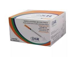SERINGA 01ML C/AG 8,0X0,30 FIXA SERINGA 1ML 100UI C/AG 08MMX0,30MM UN SR
