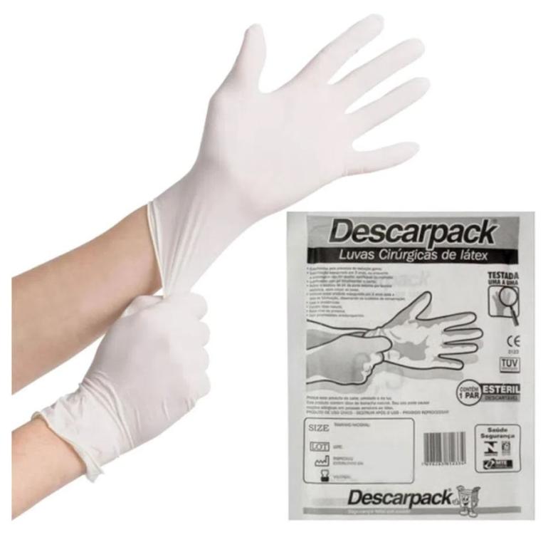 LUVA EST 7,5 LUVA EST 7,5 C/PO PR DESCARPACK
