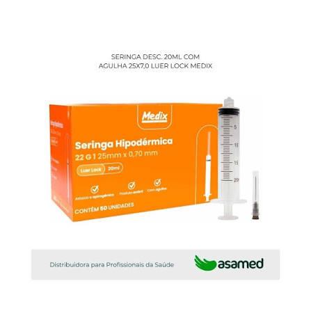 SERINGA C/AGULHA 25X70MM 3ML 100UN SLIP MEDIX