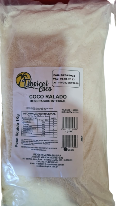 FALTA -  COCO RALADO MEDIO INTEGRAL 1 KG MAR E COCO
