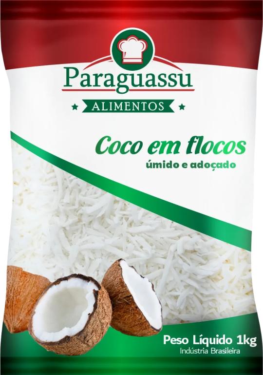 COCO FLOCOS UMIDO E ADOÇADO 1 KG PARAGUASSU
