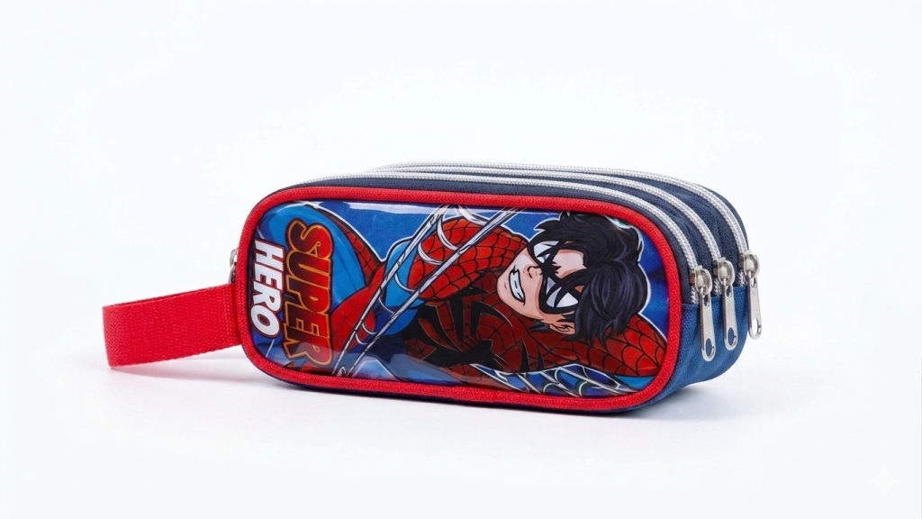 AK - TRIPLO PORTA LAPIS INF MASC SUPER HERO