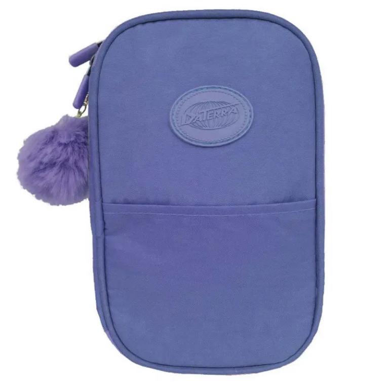 AQ - 817393 ESTOJO ESCOLAR NYLON CASE DUPLO MEDIO COM BOLSO