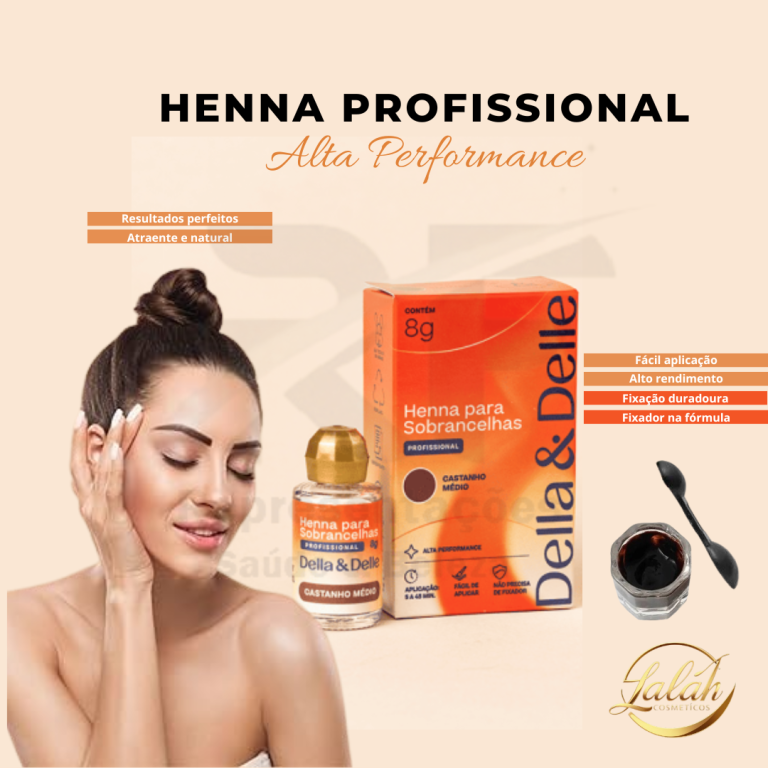 Henna para Sobrancelhas Castanha ESCURO 1,5g - DELLA & DELLE