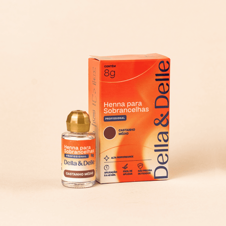 Henna para Sobrancelhas Castanha ESCURO 1,5g - DELLA & DELLE