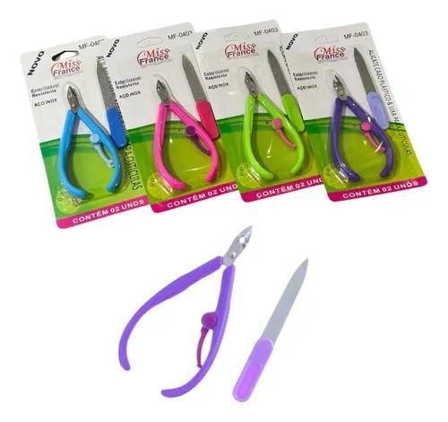 Alicate de Cuticula Cabo de Plastico + Lixa - MISS FRANCE