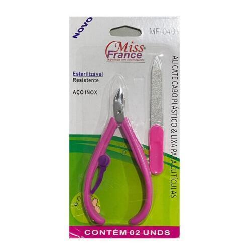 Alicate de Cuticula Cabo de Plastico + Lixa - MISS FRANCE