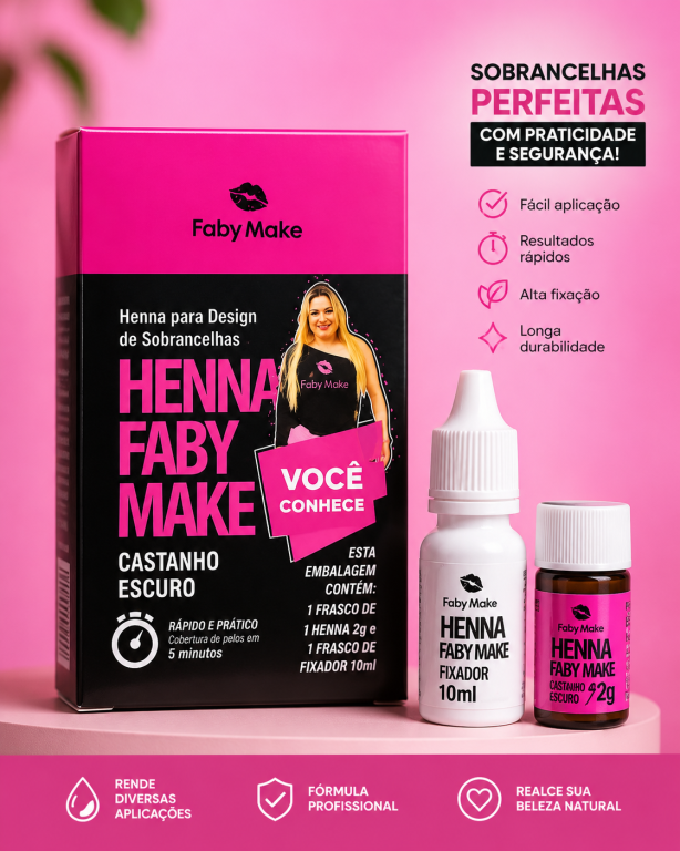 Henna para Sobrancelhas PRETO 2g+10ml - FABY MAKE
