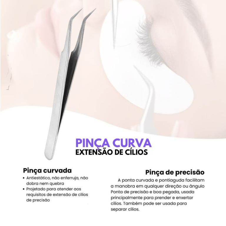 Pinça de Cilios Tufinho Curvada Inox - QBELLA MANUELA