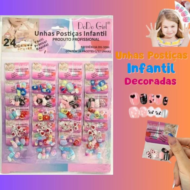 UNHAS POSTIÇAS INFANTIL CTL C/24 PCT - DODO GIRL