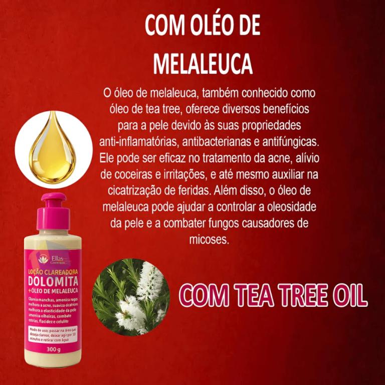 Loção Clareadora Dolomita + Óleo de Melaleuca 220g - ELLAS COSMETICOS