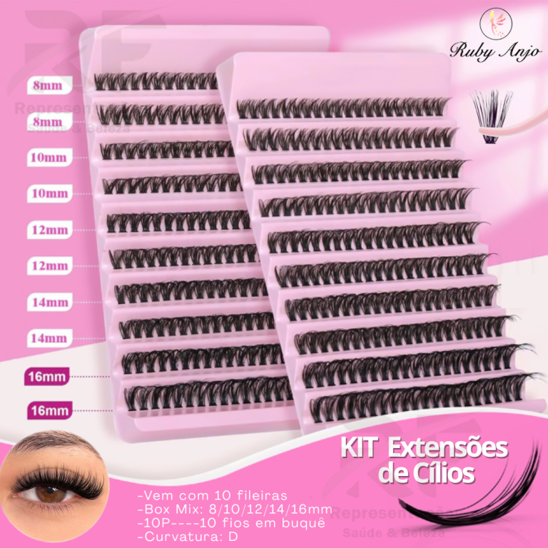 Kit Extensões de Cilios Box Mix c/10 filas - RUBY ANJO