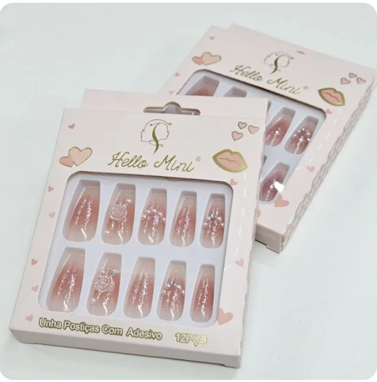 Unha Postiça Decorada c/12pçs - HELLO MINI