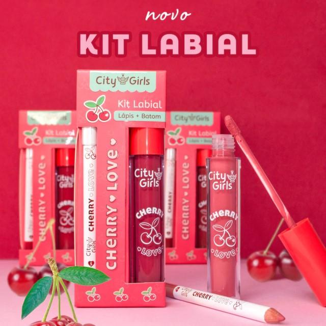 Kit Labial Lapis + Batom Cherry Love - CITY GIRLS
