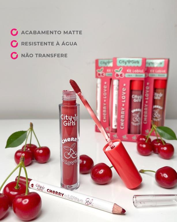 Kit Labial Lapis + Batom Cherry Love - CITY GIRLS