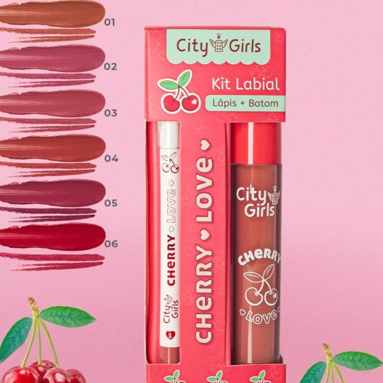 Kit Labial Lapis + Batom Cherry Love - CITY GIRLS