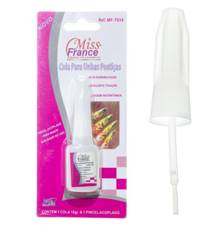 Cola para Unhas Postiças c/ Pincel 10G - MISS FRANCE